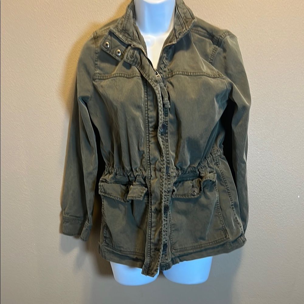 Lucky Brand Women’s Green Utility Jacket Zip & Button Front Size Small